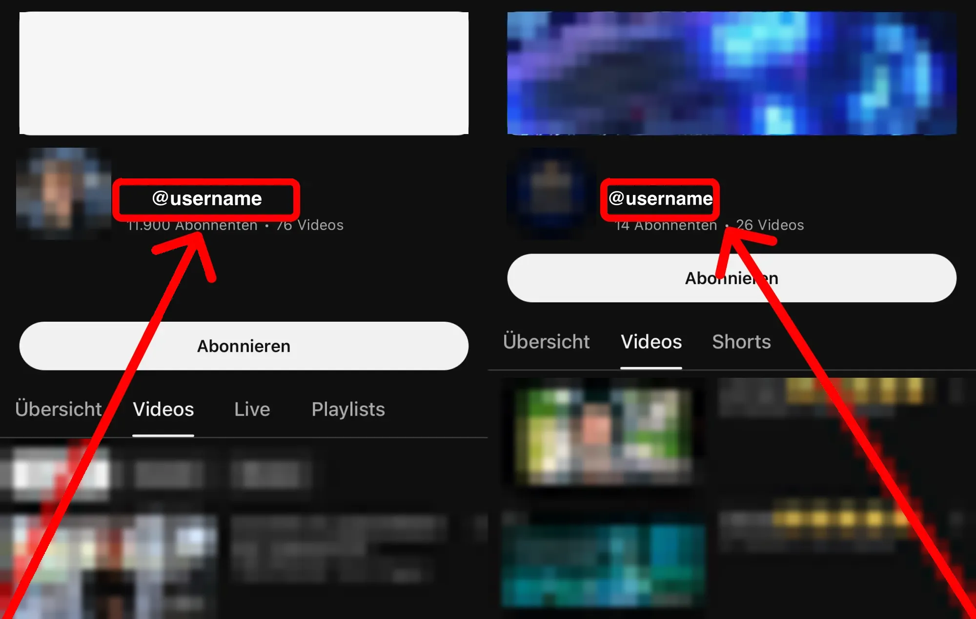 YouTube Likes kaufen: Anleitung mit Screenshots – hier findest du deinen YouTube-Benutzernamen oder Profil-Link